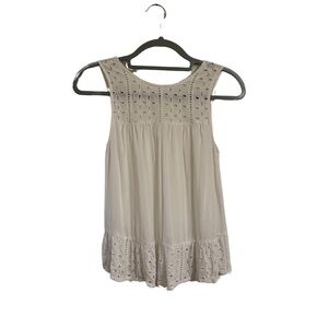 Mango Tan Smocked Bib Collar Blouse